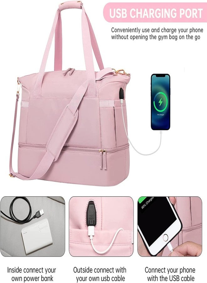 XBEY Women Travel Backpack/Gym Bag for Womens/Travel Duffel Bag with USB Charging Port/Backpacks for Women Travelling/Gym Bag for Men/Travel Bag (Pink Travel Duffle Bag) - Image 2